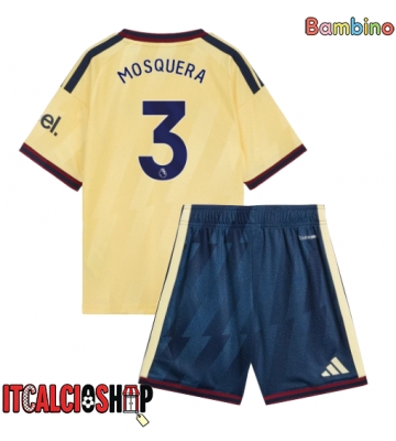 Arsenal Cristhian Mosquera #3 Terza Maglia Bambino 2026-27 Manica Corta (+ Pantaloni corti)